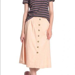 Madewell Button Up Midi Skirt in Pink